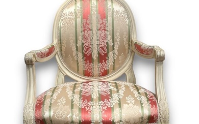 Louis XVI Style Cream Painted Fauteuil, Modern