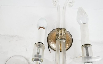Lucite & Silvered Metal Two-Branch Sconce