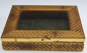 MCM Italian Wood Gilt Hinged Clear Top Jewelry Box