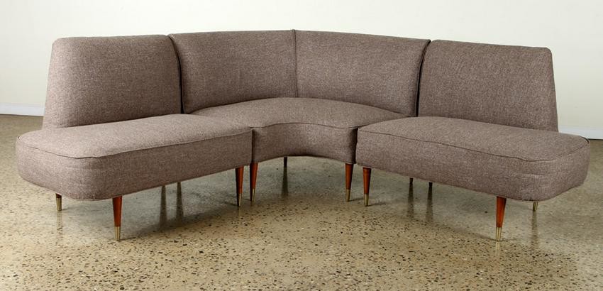 MID CENTURY MODERN CURVED UPHOLSTERED SOFA C.1960