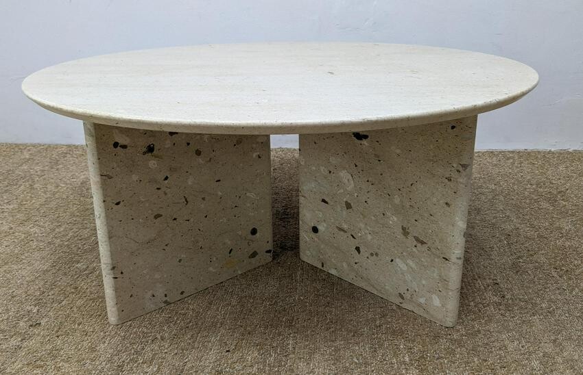 Marble Stone Round Modernist Cocktail Table. Round top