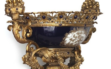 Massive Louis XV Style Bronze Mtd. Porcelain Centerpiece Bowl