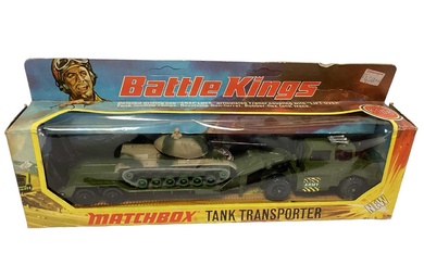 Matchbox Battle Kings diecast military vehicles including Tank Transporter K-106, M-551 Sheridan K-109 & Artillery Truck and Field Gun K-116, all in window boxes (3)
