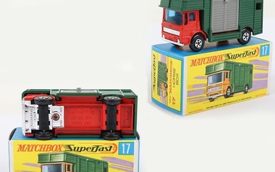 Matchbox Lesney Superfast MB-17 Horse Box, Rare Transitional model with RED cab