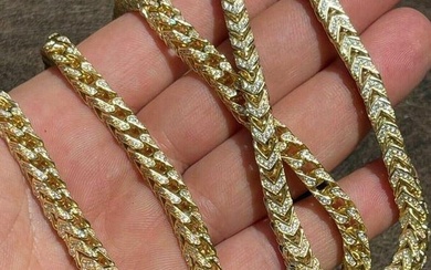 Men's & Ladies 22" 14K Gold Over Solid 925 Sterling Silver 6mm Diamond Franco Chain
