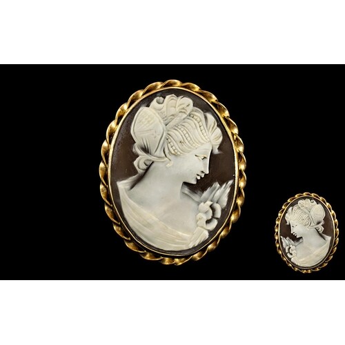 Mid 20th Century Nice Quality 9ct Gold Mounted Shell Cameo B...