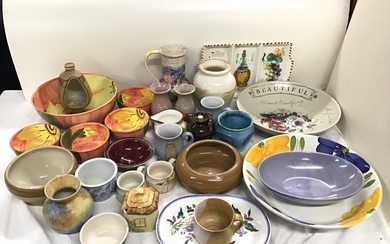 Miscellaneous ceramics - studio pottery bowls, mugs, vases & candle...