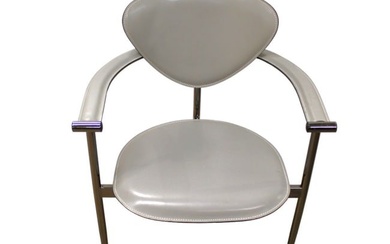 Modern design side chair leather wrap with metal steel frame