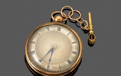Montre de poche en or vers 1820 par Alibert. Avec une clé de remontage en...