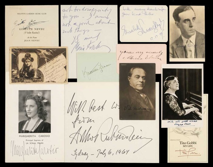 Music Autographs. A collection of 27 autograph items, mostly 20th century