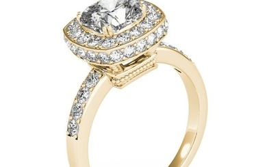 Natural 2.5 CTW Diamond Engagement Ring 14K Yellow Gold