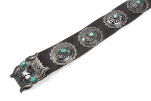 Navajo Turquoise and Silver Concho Belt
