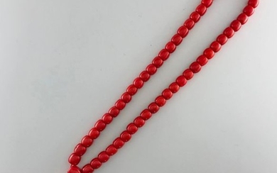 Necklace Mala of 55 coral grains, Weight: 42g...