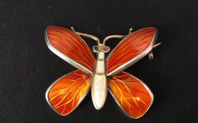 Norwegian Einar Modahl Sterling Enamel Butterfly Pin