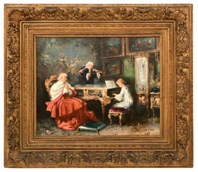 Oil Painting of a Music Recital for a Cardinal