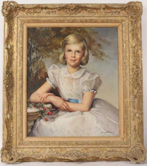 Oil on Canvas, Portrait of Girl, Louise Alston