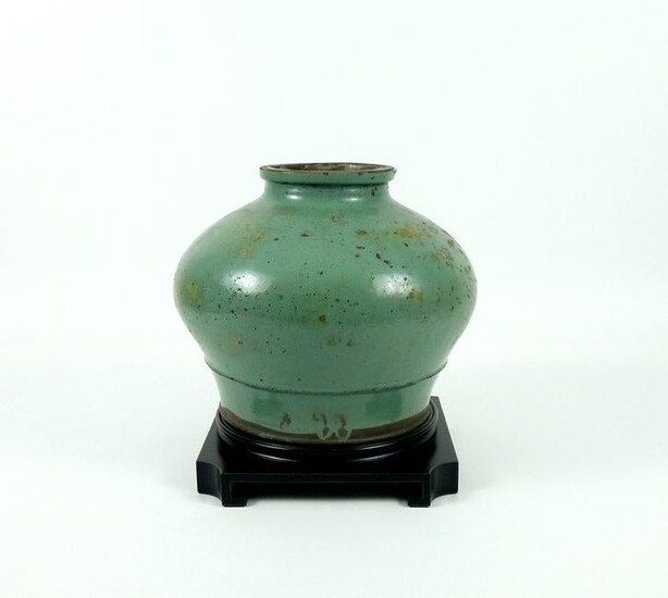 Oriental Ceramic Short Squat Bottle.