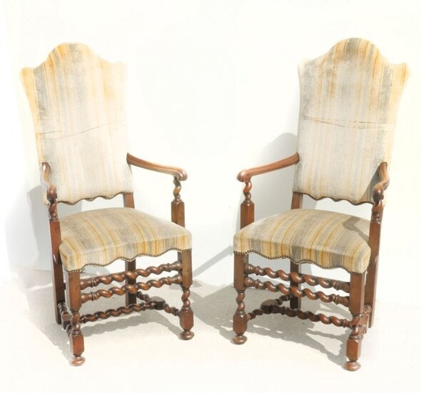 PAIR OF CARVED JACOBEAN STYLE ARMCHAIRS