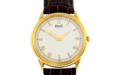 PIAGET - an Ultra Thin wrist watch. 18ct yellow gold case. Case width 33mm. Reference 90968, serial