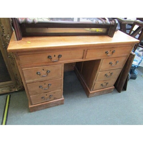 PINE PEDESTAL DESK, 19th Century stained pine 8 drawer twin ...