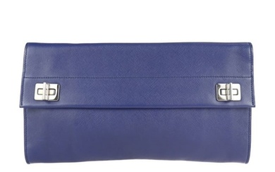 PRADA Prada clutch bag BP0836 Saffiano soft leather INCHIOSTRO blue system second turn lock