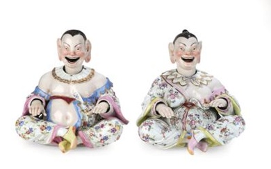 A Pair of Large Nodding Head Figures (“Wackelpagoden”), Meissen, First Half of the 19th Century