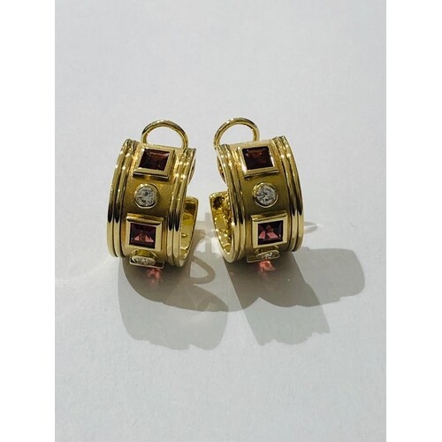 Pair of Charles Greig Earrings set in 18ct Gold with 4 Diamo...