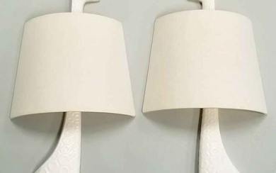 Pair of Jonathan Adler giraffe pottery wall sconces - 25 1/2" tall complete