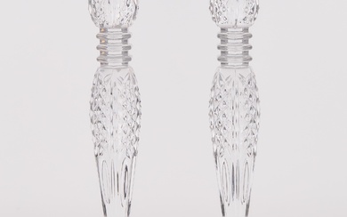 Pair of Waterford Cut Glass Candlesticks, 20th century