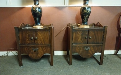 Pair of good quality mahogany bedside cabinets with two door...