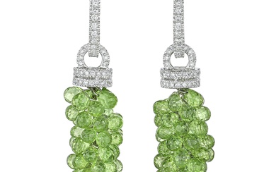 Peridot and Diamond Grape Earrings