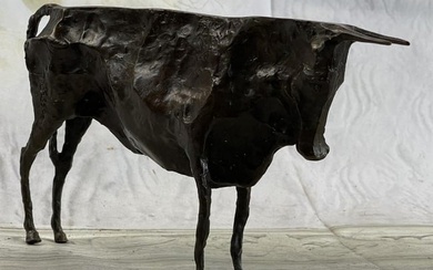 Picasso Inspired Bronze Bull Figurine