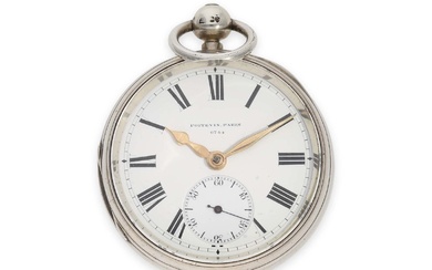 Pocket watch: extremely rare and very unusual, especially heavy French pocket chronometer in English construction, Poitevin Paris No.6744, hallmarks 1879