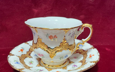 Porcelain cup and saucer Germany MEISSEN height 9 cm...