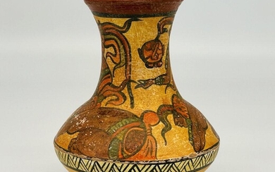 Pre-columbian Mayan Polychrome Tripod Jar