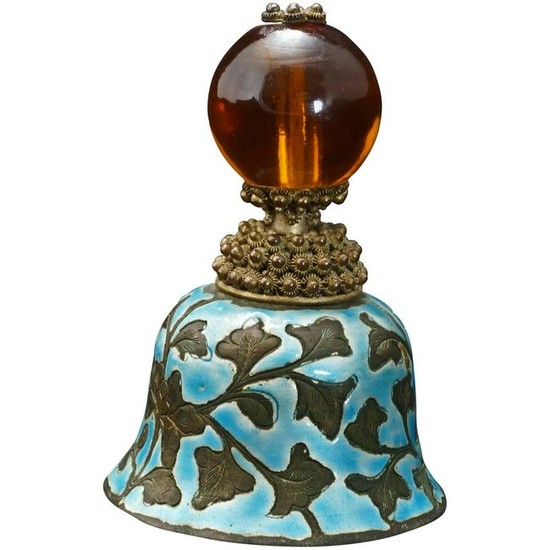 Qing Chinese Mandarin Hat Finial Amber Glass Bead