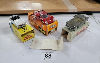 Qty 3x Good boxed diecast model cars to include Solido Lanci...