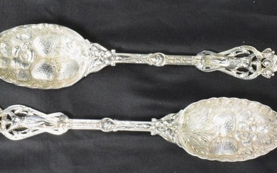 REPOUSSE STERLING SILVER BERRY SERVING SPOONS