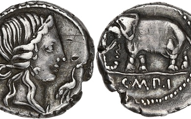 RÉPUBLIQUE ROMAINE Q. Caecilius Metellus. Denier ND (81 av. J.-C.), Italie. RRC.374/1 ; Argent -...