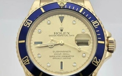 ROLEX SUBMARINER SERTI DIAL 16618 18k SOLID GOLD Year : 1991