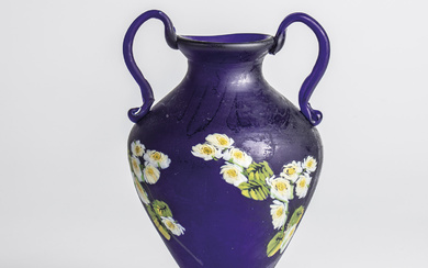 "Rare Large Ornamental Handle Vase ''Murrine Floreali'' Fratelli Toso, Murano, c...