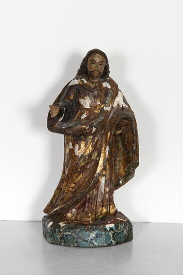 Religious Figure III, Hand-Carved and Painted Wood