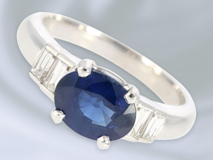 Ring: attractive vintage sapphire/diamond ring, ca. 2,4ct, sapphire...