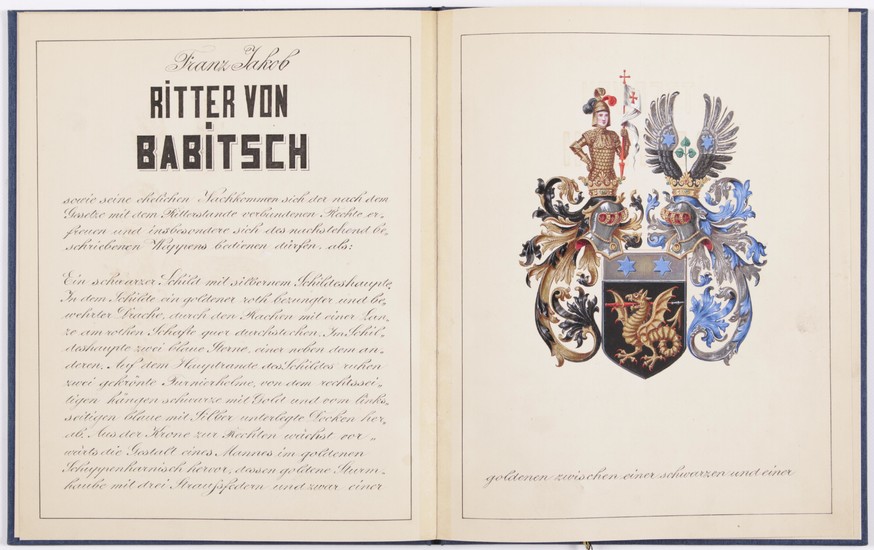 Ritterstandserhebung für Franz Jakob Babitsch (Wien 1811-1887), Präsident des k. k. Landesgerichts in Wien
