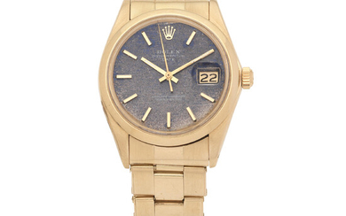 Rolex. A 14K gold automatic calendar bracelet watch Oyster Perpetual Date, Ref 1500, Circa 1973