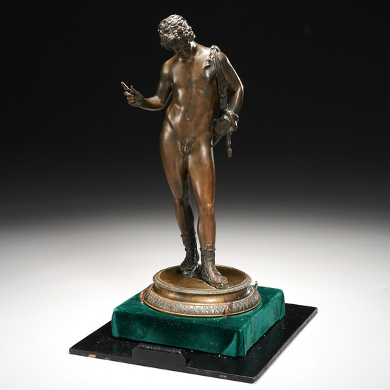 Roman style bronze figure of Narcissus, ex-museum