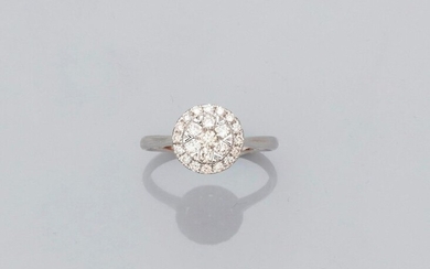 Round ring in white gold, 750 MM, covered with diamonds, size: 54, weight: 2.2gr. rough.