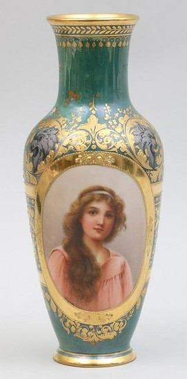 Royal Vienna porcelain hand painted portrait vase