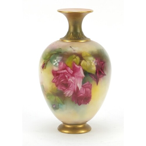 Royal Worcester porcelain vase hand painted with flowers, 17...