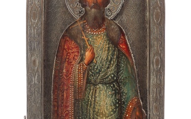 Russian icon with silver mount. Moscow 1892.